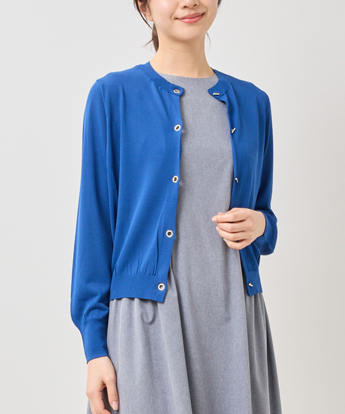 NARACAMICIE（ナラカミーチェ）の「【NARACAMICIE】Tバークルーネックカーディガン（カーディガン/ボレロ・レディース・オレンジ/ブラック/ブルー/ホワイト・XL/M）」の3枚目の写真