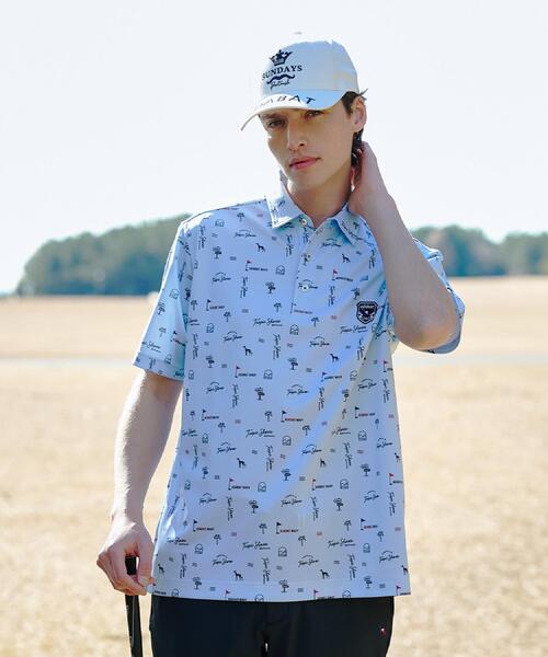 adabat(アダバット)の「【ADABAT NAVY】吸水速乾/UVカット サルーキサマーロゴプリント半袖ポロシャツ(ポロシャツ・メンズ・ホワイト系1/ネイビー系/ブルー系・46/52/50/48)」の7枚目の写真