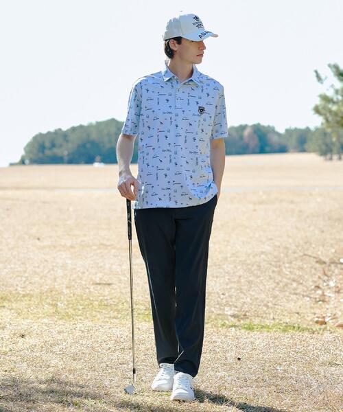adabat(アダバット)の「【ADABAT NAVY】吸水速乾/UVカット サルーキサマーロゴプリント半袖ポロシャツ(ポロシャツ・メンズ・ホワイト系1/ネイビー系/ブルー系・46/52/50/48)」の8枚目の写真