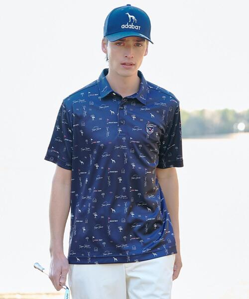 adabat(アダバット)の「【ADABAT NAVY】吸水速乾/UVカット サルーキサマーロゴプリント半袖ポロシャツ(ポロシャツ・メンズ・ホワイト系1/ネイビー系/ブルー系・46/52/50/48)」の10枚目の写真