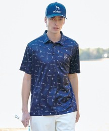 【ADABAT NAVY】吸水速乾/UVカット サルーキサマーロゴプリント半袖ポロシャツ