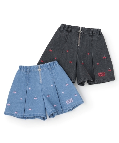 mezzo piano(メゾピアノ)の「ちび刺しゅうフロントZIP タックキュロットスカート(その他パンツ・キッズ・サックスブルー/グレー・140cm/130cm/120cm/110cm)」の6枚目の写真