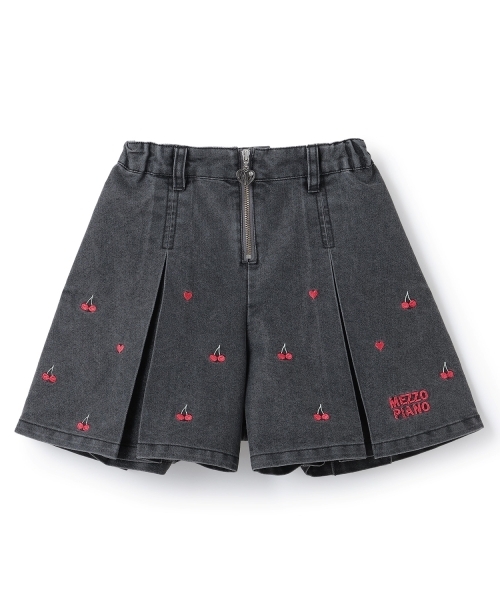 mezzo piano(メゾピアノ)の「ちび刺しゅうフロントZIP タックキュロットスカート(その他パンツ・キッズ・サックスブルー/グレー・140cm/130cm/120cm/110cm)」の4枚目の写真