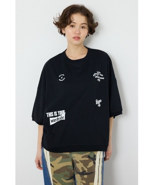 RODEO CROWNS WIDE BOWL(ロデオクラウンズワイドボウル)の「発泡マルチロゴビッグトップス(Tシャツ/カットソー・レディース・ブラック/サックスブルー/オフホワイト・FREE)」の5枚目の写真