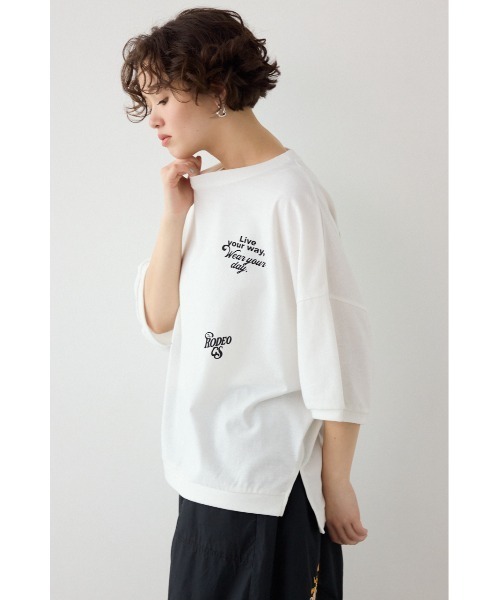 RODEO CROWNS WIDE BOWL(ロデオクラウンズワイドボウル)の「発泡マルチロゴビッグトップス(Tシャツ/カットソー・レディース・ブラック/サックスブルー/オフホワイト・FREE)」の11枚目の写真