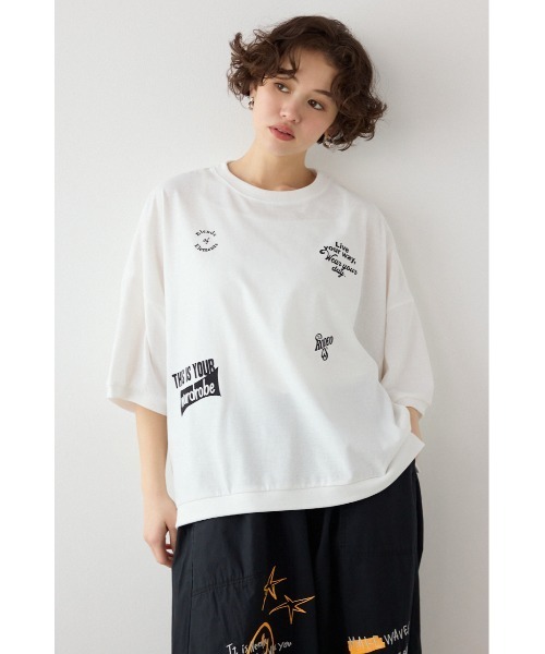 RODEO CROWNS WIDE BOWL(ロデオクラウンズワイドボウル)の「発泡マルチロゴビッグトップス(Tシャツ/カットソー・レディース・ブラック/サックスブルー/オフホワイト・FREE)」の12枚目の写真