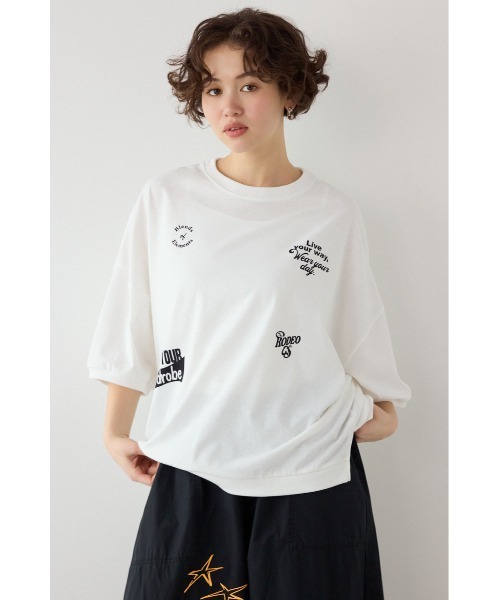 RODEO CROWNS WIDE BOWL(ロデオクラウンズワイドボウル)の「発泡マルチロゴビッグトップス(Tシャツ/カットソー・レディース・ブラック/サックスブルー/オフホワイト・FREE)」の14枚目の写真