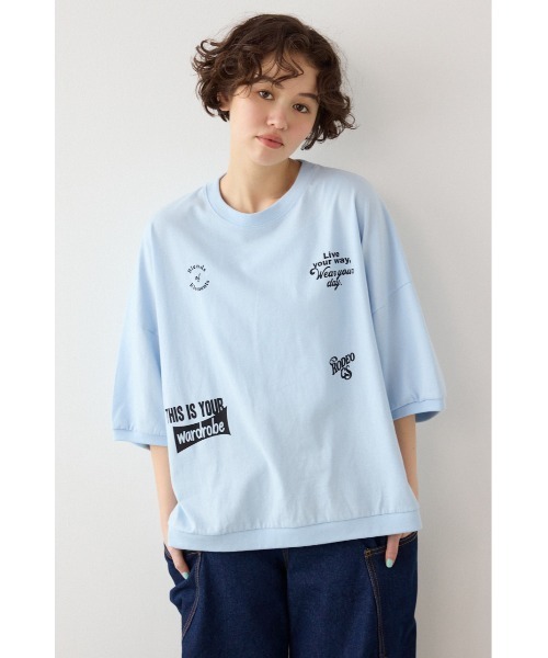 RODEO CROWNS WIDE BOWL(ロデオクラウンズワイドボウル)の「発泡マルチロゴビッグトップス(Tシャツ/カットソー・レディース・ブラック/サックスブルー/オフホワイト・FREE)」の18枚目の写真
