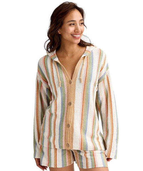 BILLABONG（ビラボン）の「BILLABONG/ビラボン 前ボタン パーカー 水陸両用 塩素対応 セットアップ対応 BG013614 UT（パーカー・レディース・ブラック×ホワイト/ブルー系/ストーン・M）」の2枚目の写真