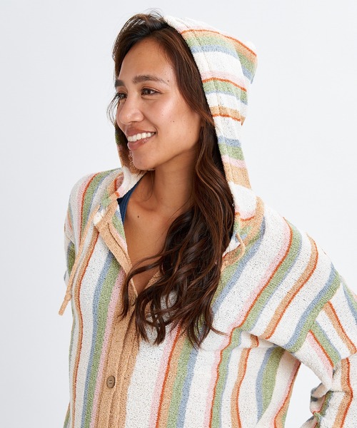 BILLABONG（ビラボン）の「BILLABONG/ビラボン 前ボタン パーカー 水陸両用 塩素対応 セットアップ対応 BG013614 UT（パーカー・レディース・ブラック×ホワイト/ブルー系/ストーン・M）」の7枚目の写真