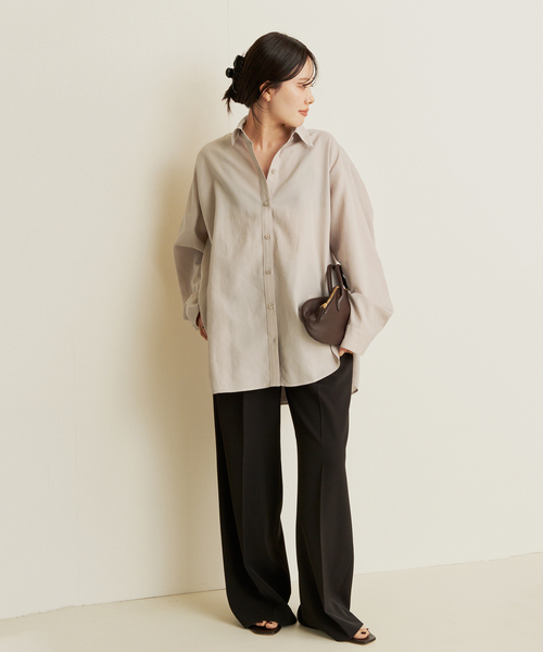 plage（プラージュ）の「Back open シャツ（シャツ/ブラウス・レディース・ライトグレー/ホワイト・FREE）」の3枚目の写真