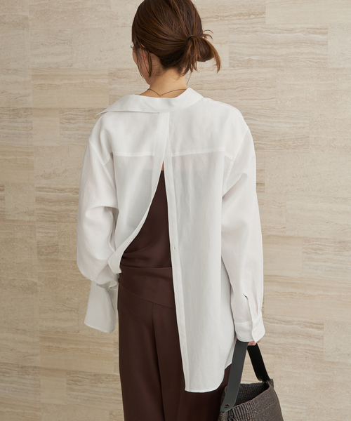 plage（プラージュ）の「Back open シャツ（シャツ/ブラウス・レディース・ライトグレー/ホワイト・FREE）」の19枚目の写真