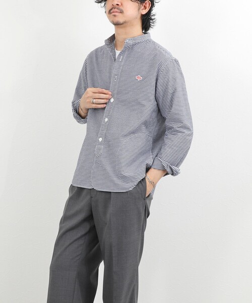 DANTON（ダントン）の「【DANTON】オックスフォード バンドカラーシャツ 長袖 26SS（DT-B0280OXP）（シャツ/ブラウス・メンズ・ネイビー・38/40/42/44）」の2枚目の写真