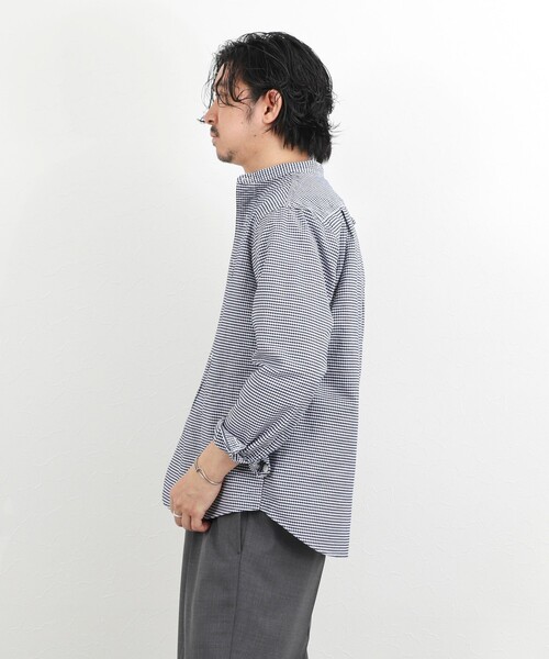 DANTON（ダントン）の「【DANTON】オックスフォード バンドカラーシャツ 長袖 26SS（DT-B0280OXP）（シャツ/ブラウス・メンズ・ネイビー・38/40/42/44）」の6枚目の写真