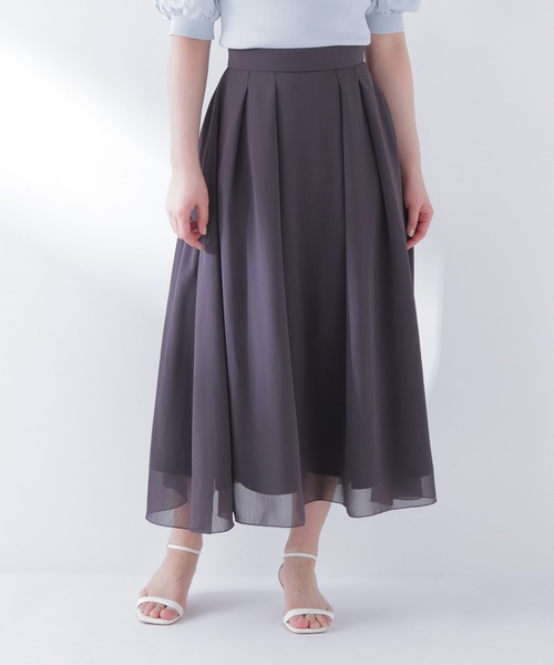 NATURAL BEAUTY BASIC（ナチュラルビューティーベーシック）の「◇楊柳シアーフレアスカート（スカート・レディース・ライトグリーン/チャコールグレー/オフホワイト・SMALL/MEDIUM）」の12枚目の写真