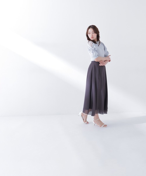 NATURAL BEAUTY BASIC（ナチュラルビューティーベーシック）の「◇楊柳シアーフレアスカート（スカート・レディース・ライトグリーン/チャコールグレー/オフホワイト・SMALL/MEDIUM）」の13枚目の写真
