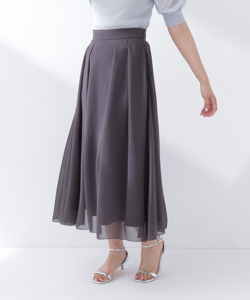 NATURAL BEAUTY BASIC（ナチュラルビューティーベーシック）の「◇楊柳シアーフレアスカート（スカート・レディース・ライトグリーン/チャコールグレー/オフホワイト・SMALL/MEDIUM）」の14枚目の写真