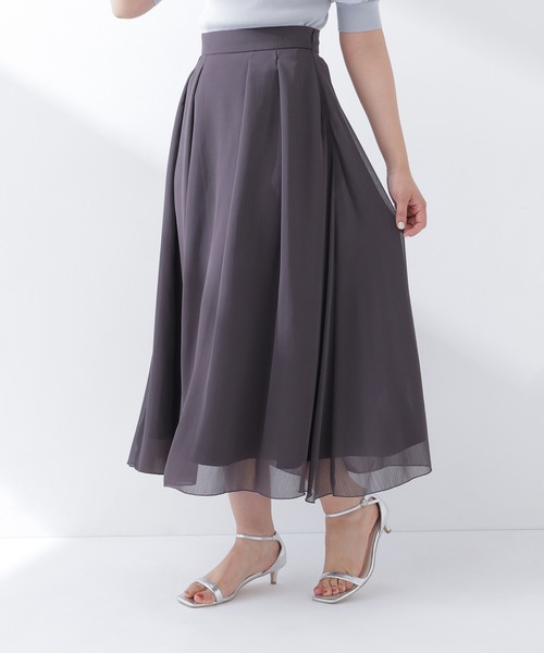 NATURAL BEAUTY BASIC（ナチュラルビューティーベーシック）の「◇楊柳シアーフレアスカート（スカート・レディース・ライトグリーン/チャコールグレー/オフホワイト・SMALL/MEDIUM）」の16枚目の写真