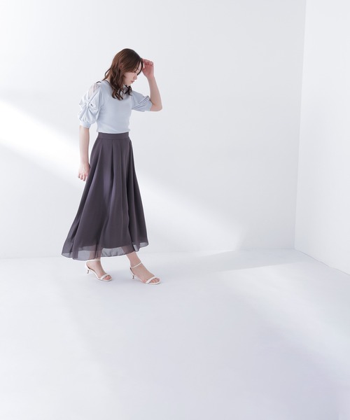 NATURAL BEAUTY BASIC（ナチュラルビューティーベーシック）の「◇楊柳シアーフレアスカート（スカート・レディース・ライトグリーン/チャコールグレー/オフホワイト・SMALL/MEDIUM）」の17枚目の写真