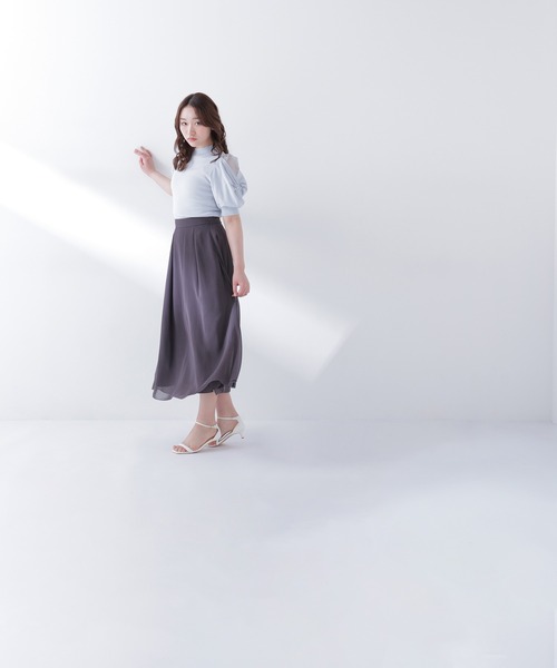 NATURAL BEAUTY BASIC（ナチュラルビューティーベーシック）の「◇楊柳シアーフレアスカート（スカート・レディース・ライトグリーン/チャコールグレー/オフホワイト・SMALL/MEDIUM）」の18枚目の写真