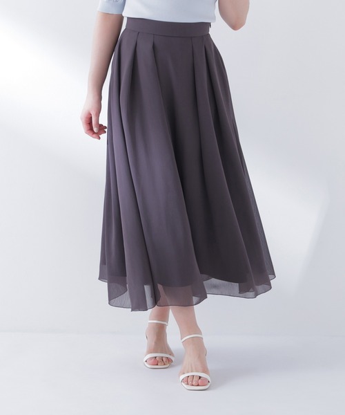 NATURAL BEAUTY BASIC（ナチュラルビューティーベーシック）の「◇楊柳シアーフレアスカート（スカート・レディース・ライトグリーン/チャコールグレー/オフホワイト・SMALL/MEDIUM）」の19枚目の写真