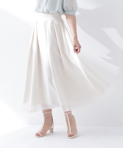 NATURAL BEAUTY BASIC（ナチュラルビューティーベーシック）の「◇楊柳シアーフレアスカート（スカート・レディース・ライトグリーン/チャコールグレー/オフホワイト・SMALL/MEDIUM）」の10枚目の写真