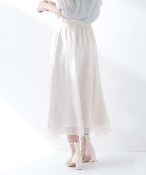 NATURAL BEAUTY BASIC（ナチュラルビューティーベーシック）の「◇楊柳シアーフレアスカート（スカート・レディース・ライトグリーン/チャコールグレー/オフホワイト・SMALL/MEDIUM）」の6枚目の写真