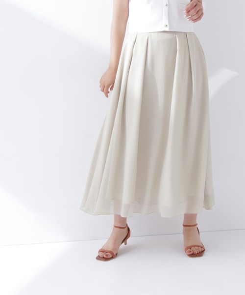 NATURAL BEAUTY BASIC（ナチュラルビューティーベーシック）の「◇楊柳シアーフレアスカート（スカート・レディース・ライトグリーン/チャコールグレー/オフホワイト・SMALL/MEDIUM）」の22枚目の写真