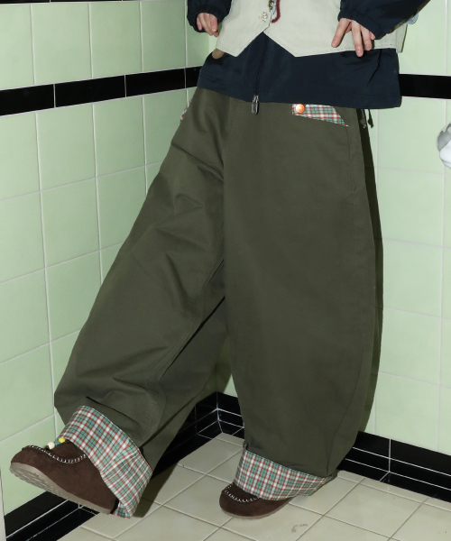 RuNaKi'Hu'(ルナキフ)の「WXP085 シアワセチェック配色バルーンパンツ (カーキ)(その他パンツ・レディース・その他・1/2/3)」の3枚目の写真