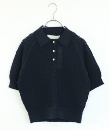 diamond openwork polo knit