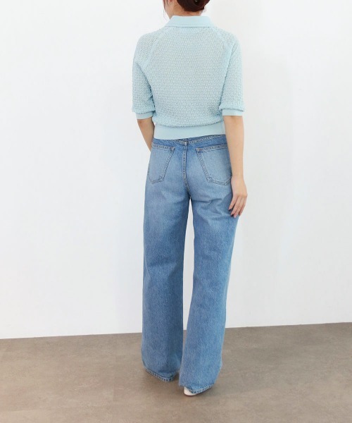 Marilyn Moon(マリリンムーン)の「diamond openwork polo knit(カーディガン/ボレロ・レディース・ネイビー/レッド/ピンク/オフホワイト/サックスブルー・FREE)」の8枚目の写真