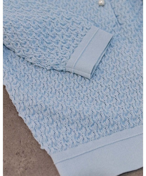 Marilyn Moon(マリリンムーン)の「diamond openwork polo knit(カーディガン/ボレロ・レディース・ネイビー/レッド/ピンク/オフホワイト/サックスブルー・FREE)」の14枚目の写真