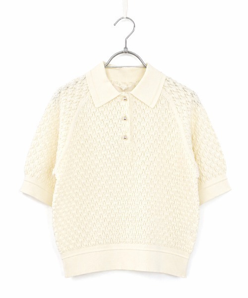 Marilyn Moon(マリリンムーン)の「diamond openwork polo knit(カーディガン/ボレロ・レディース・ネイビー/レッド/ピンク/オフホワイト/サックスブルー・FREE)」の16枚目の写真