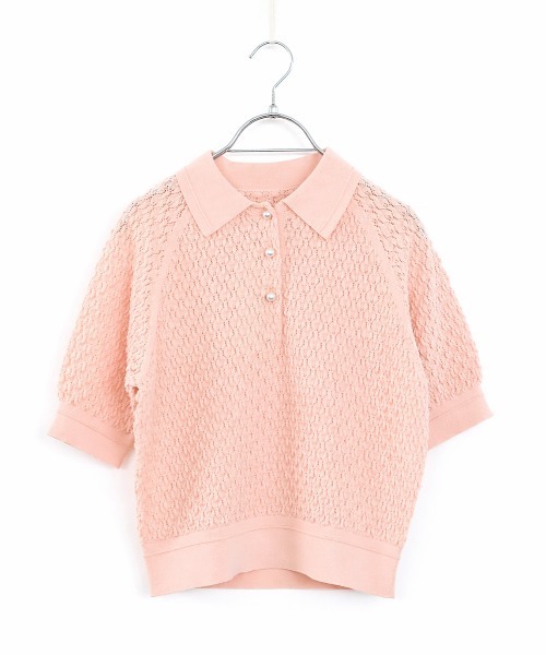Marilyn Moon(マリリンムーン)の「diamond openwork polo knit(カーディガン/ボレロ・レディース・ネイビー/レッド/ピンク/オフホワイト/サックスブルー・FREE)」の10枚目の写真