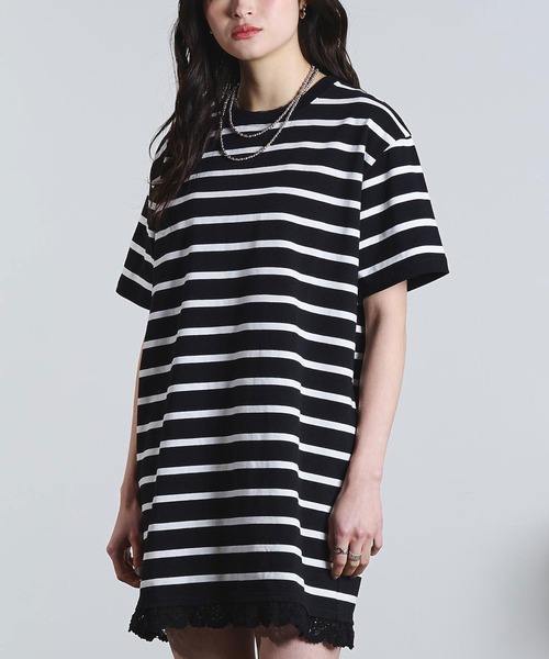 ROSE BUD(ローズバッド)の「(mag.by c)STRIPE H/S MINI CUT DRESS(ワンピース・レディース・ホワイト/ブラック・ONE SIZE)」の2枚目の写真