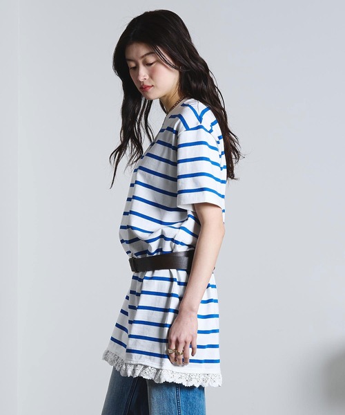 ROSE BUD(ローズバッド)の「(mag.by c)STRIPE H/S MINI CUT DRESS(ワンピース・レディース・ホワイト/ブラック・ONE SIZE)」の5枚目の写真