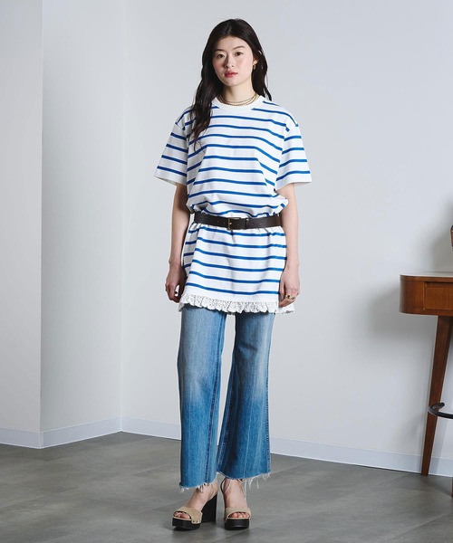 ROSE BUD(ローズバッド)の「(mag.by c)STRIPE H/S MINI CUT DRESS(ワンピース・レディース・ホワイト/ブラック・ONE SIZE)」の7枚目の写真