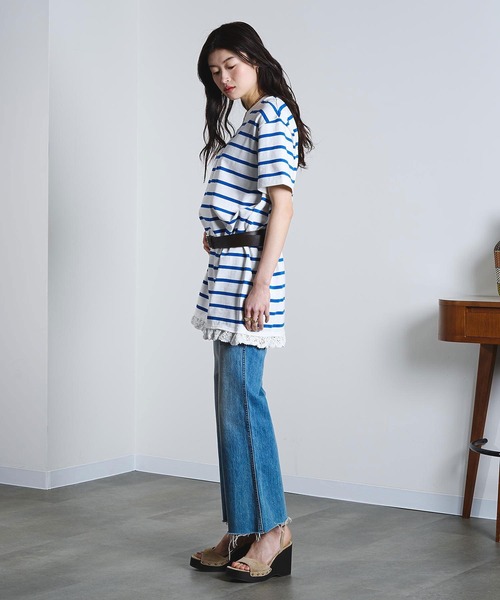 ROSE BUD(ローズバッド)の「(mag.by c)STRIPE H/S MINI CUT DRESS(ワンピース・レディース・ホワイト/ブラック・ONE SIZE)」の8枚目の写真