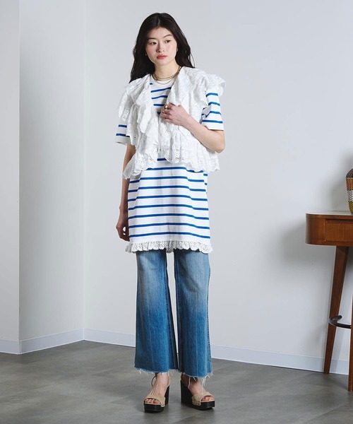 ROSE BUD(ローズバッド)の「(mag.by c)STRIPE H/S MINI CUT DRESS(ワンピース・レディース・ホワイト/ブラック・ONE SIZE)」の10枚目の写真