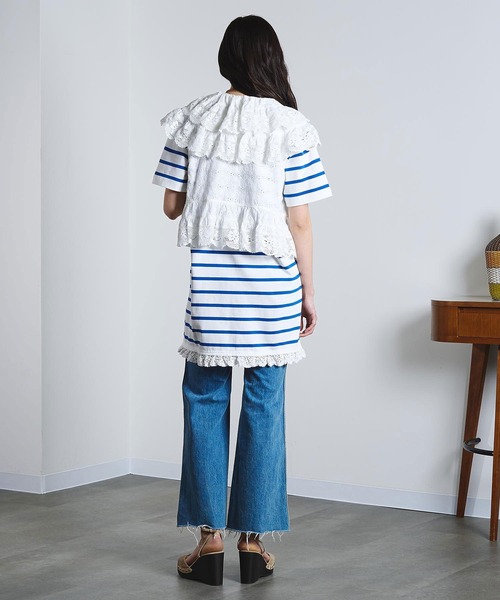 ROSE BUD(ローズバッド)の「(mag.by c)STRIPE H/S MINI CUT DRESS(ワンピース・レディース・ホワイト/ブラック・ONE SIZE)」の11枚目の写真