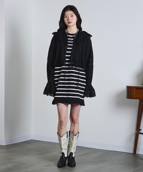 ROSE BUD(ローズバッド)の「(mag.by c)STRIPE H/S MINI CUT DRESS(ワンピース・レディース・ホワイト/ブラック・ONE SIZE)」の20枚目の写真
