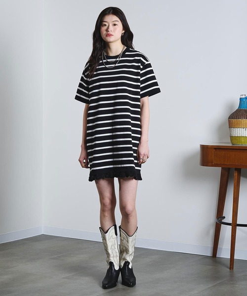 ROSE BUD(ローズバッド)の「(mag.by c)STRIPE H/S MINI CUT DRESS(ワンピース・レディース・ホワイト/ブラック・ONE SIZE)」の17枚目の写真