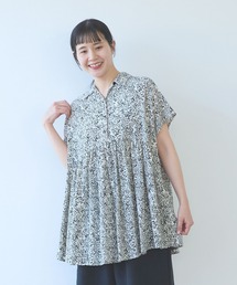 yuni（ユニ　）の「rayon cupla cotton flower print open peprum tunic（シャツ/ブラウス）」