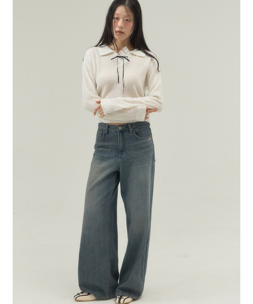 Sorry,Too Much Love(ソーリートゥーマッチラブ)の「Ribbon Tie Collar Knit Top_Ivory(ニット/セーター・レディース・その他・FREE)」の5枚目の写真