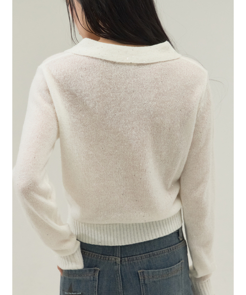 Sorry,Too Much Love(ソーリートゥーマッチラブ)の「Ribbon Tie Collar Knit Top_Ivory(ニット/セーター・レディース・その他・FREE)」の2枚目の写真