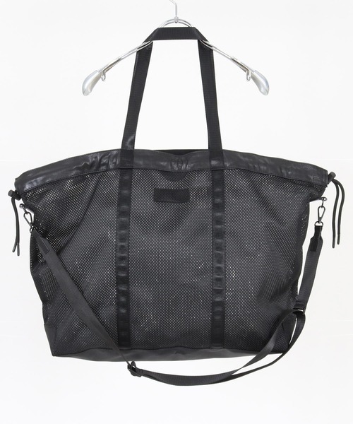 ADAM PATEK(アダムパテック)の「ADAMPATEK/leather trimmed mesh 2way big tote bag /レザーxメッシュ2wayビッグトートバッグ(トートバッグ・メンズ・ブラック・FREE)」の9枚目の写真