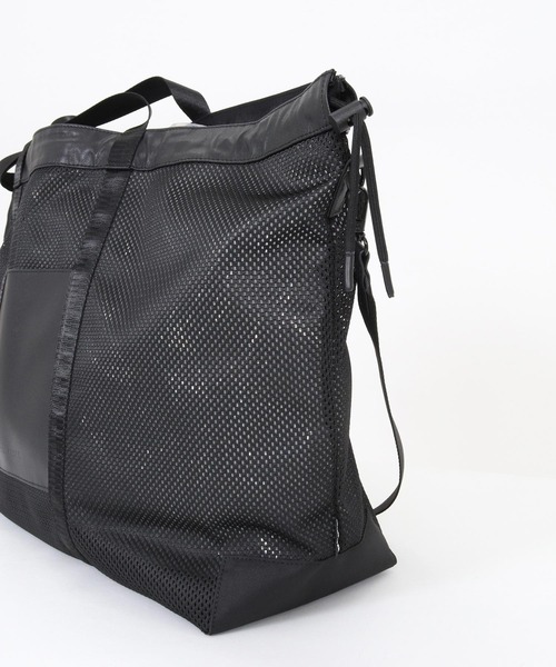 ADAM PATEK(アダムパテック)の「ADAMPATEK/leather trimmed mesh 2way big tote bag /レザーxメッシュ2wayビッグトートバッグ(トートバッグ・メンズ・ブラック・FREE)」の11枚目の写真