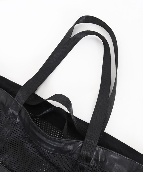 ADAM PATEK(アダムパテック)の「ADAMPATEK/leather trimmed mesh 2way big tote bag /レザーxメッシュ2wayビッグトートバッグ(トートバッグ・メンズ・ブラック・FREE)」の13枚目の写真