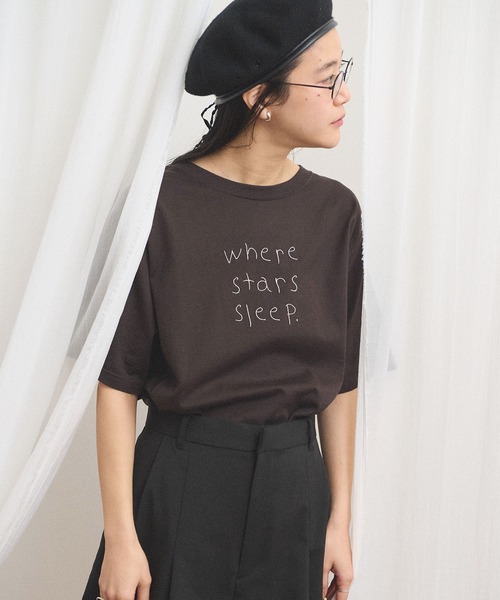 fig Ｌondon（フィグロンドン）の「something good Tshirt（Tシャツ/カットソー・レディース・ブルー/ダークブラウン・FREE）」の4枚目の写真