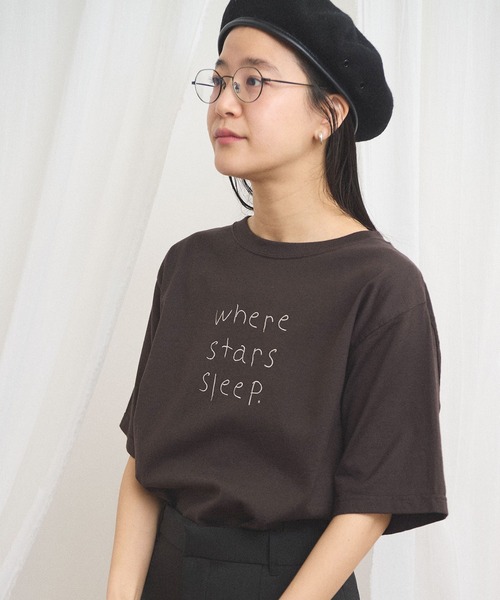 fig Ｌondon（フィグロンドン）の「something good Tshirt（Tシャツ/カットソー・レディース・ブルー/ダークブラウン・FREE）」の5枚目の写真